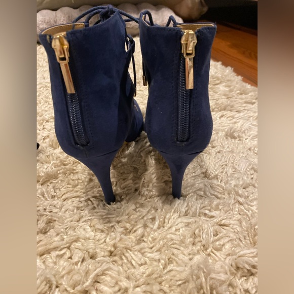 Navy Blue Lace Up Heels - Picture 3 of 4
